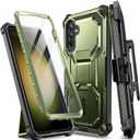 i-Blason Armorbox Designed for Samsung Galaxy S23 FE Case with Kickstand & Belt Clip, Full-Body Rugged Bumper Case with Built-in Screen Protector (Green)