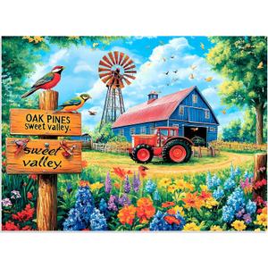 500 Pieces Puzzles for Adults, Colorful Spring Farm Puzzle for Adults Childern Seniors, Recycled Paper Bird Jigsaw Puzzle 500 Pieces, No Dust Challenging Puzzles Perfect for Game Nights 20.5x15