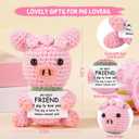 2 x JoycuFF Best Friend Birthday Gifts for Women, Bestie Friendship Gifts for Women Valentines Mothers Day Christmas Birthday Present Positive Emotional Support Handmade Crochet Pink Pig