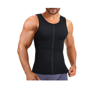 Eleady Compression Shirts for Men Zipper Vest Body Shaper Slimmer Undershirts, Color Black, Size L