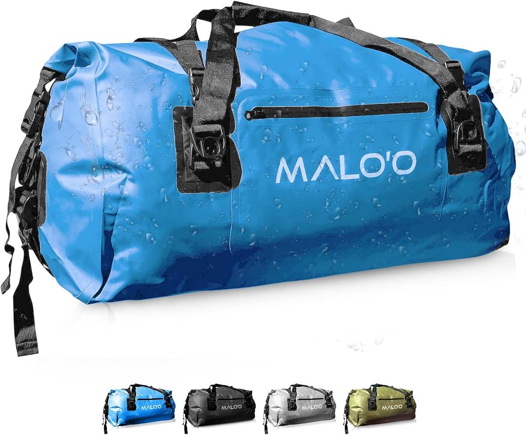 Malo'o Waterproof Dry Bag Duffel 40L/60L/100L, Roll Top Duffel Keeps Gear Dry for Kayaking, Rafting, Boating, Swimming, Camping, Hiking, Beach, Fishing - Internal & External Pockets and Molle Loops (Blue)