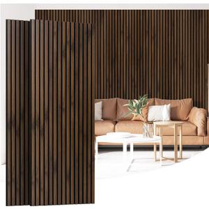 Art3dwallpanels Acoustic Wood Slat Wall Panel, Walnut, 96.06x23.82x0.55 Inch