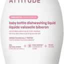 ATTITUDE Baby Bottle & Dish Soap, EWG Verified Bottle Cleaner, Fragrance Free & Dye Free, Removes Milk Residue & Grease, Vegan, Unscented, 23.7 Fl Oz
