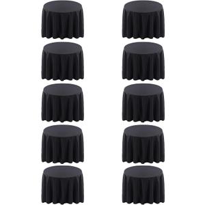 Surmente 120 inch Round Tablecloths -10 Pack Black Round Table Cloths, Polyester Fabric Table Covers for Wedding, Party, Banquet, or Restaurant