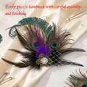 Yokawe Peacock Feather Hair Clip 1920s Fascinator with Rhinestone Flapper Prom Hair Accessories for Women