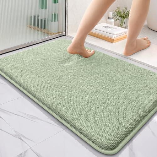 OLANLY Thick Memory Foam Bath Mat Rug 36x24, Extra Soft Absorbent Bathroom Rug, Quick Dry Bath Mats, Non-Slip, Machine Washable Carpet for Bathroom, Tub and Shower, Home Decor Accessories, Sage Green