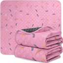 Sunheir Washable Pee Pads for Dogs 2-Pack Reusable Puppy Pads Pet Training Pads, Waterproof Dog Pee Pads for Crate, Whelping Pad, Non-Slip Protects Against Urine Leakage (Leaves - Pink, 18x24)