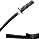 JIHPEN sword, Pure Handmade Samurai Sword, 9260 Spring Steel, 41.31.21 inches, Full Tang Sword Set, Sharp, Black Katana