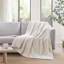 Monbix Ivory Fleece Throw Blanket for Couch- Room Decor Soft Cozy Blankets for Women, Lightweight Fuzzy Fleece Flannel Bed Blanket Suitable for All Seasons(60"×80",Ivory)