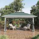 Garveelife Canopy Tent 13x13, Pop Up Gazebo Tent Easy Setup with 4 Sand Bags for Backyard Garden Patio, Mosquito Netting & Height Adjustable - Green