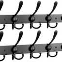 NearMoon Coat Rack Wall Mounted-2 Pack, Heavy Duty Bath Towel Hooks Stainless Steel Robe Hooks Holder, Metal Coat Hook for Towel Coat Hat Key Bathroom Bedroom Hotel Entryway (5 Hooks, Matte Black)