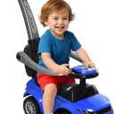 Aosom 3 in 1 Push Cars for Toddlers with Horn Music for 18-36 Months Blue