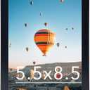 5.5x8.5 Picture Frame Black for Wall Hanging or Tabletop, Wall Mounting Horizontally or Vertically, 5.5 x 8.5 Wall Gallery Poster Photo Frame with Shatter Resistant Plexiglass, Black