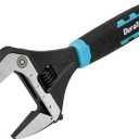 DURATECH 10-Inch Adjustable Wrench, Wide Jaw Opening Plumbing Wrench, CR-V Steel, SAE and Metric Scale Marked, Ergonomic Grip (Black & Blue)