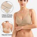 YEOREO Ease Womens Wireless Bras Push Up Full Coverage Bra No Underwire Seamless Comfortable Scalloped Supportive Bralette (Beige, L)