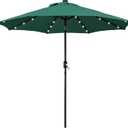 Yaheetech 9FT Patio Umbrella with Solar Lights - UV Protection Market Table Umbrella w/ 32 LED Lights & Push Button Tilt & Crank Lift System for Garden/Lawn/Deck/Backyard/Pool,Dark Green
