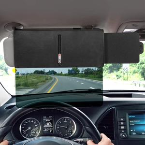 Veharvim Polarized Sun Visor for Car with Zipper Slider, Upgraded UV400 Car Sun Visor Extension with PC Lens and Side Sunshade,Anti-Glare Visor for Safe Driving,UV-Filtering/Protection (Universal, Transparent+Zipper+Driver Side)
