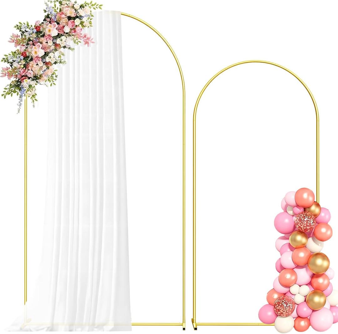 Metal Arch Backdrop Stand, 7.2FT+6FT Wedding Arch Frame, Balloon Arch Backdrop Stand Set of 2, Gold Wedding Arch Backdrop Stand for Wedding Birthday Party Baby Shower Graduation Ceremony Decor