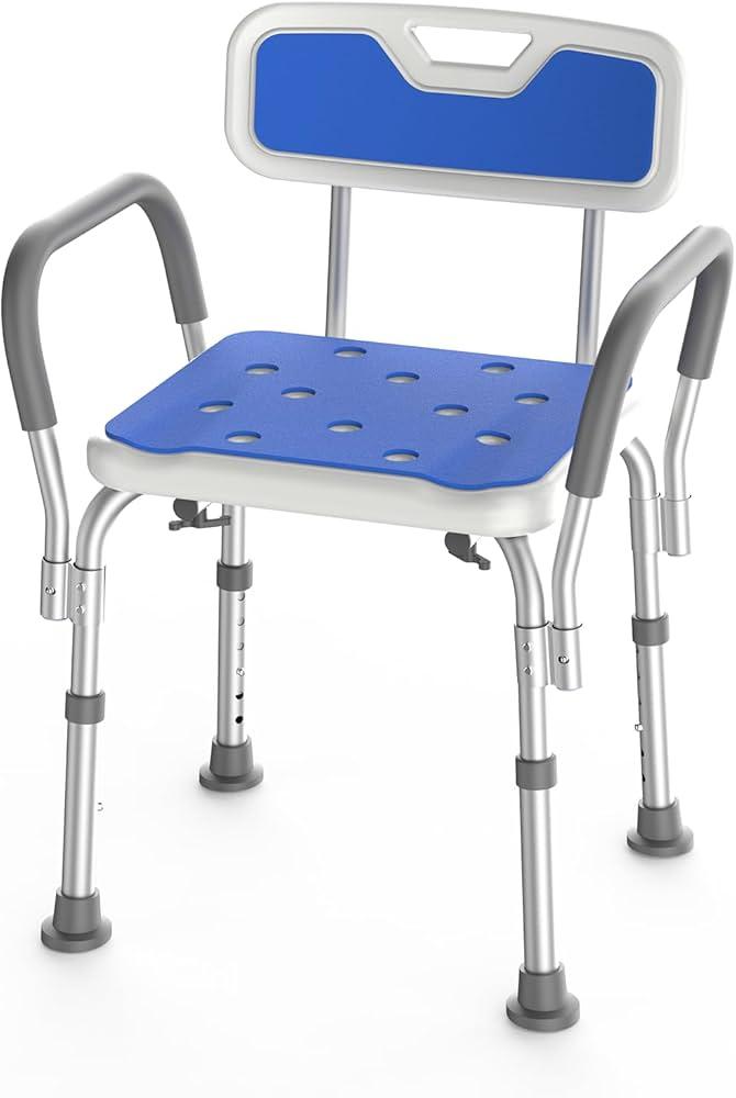 Loyoda Medical Shower Chair with Arms, Sturdy Aluminum Alloy Bath Chair, Slip Resistant Shower Bench, Height-Adjustable Shower Seat with Padded Handles for Elderly Loyoda Medical Shower Chair with Arms, Sturdy Aluminum Alloy Bath Chair, Slip Resistant Shower Bench, Height-Adjustable Shower Seat with Padded Handles for Elderly