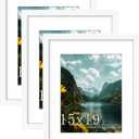 Picrit 15x19 Picture Frame 3 Pack, White Poster Frame, Display Poster 11 x 14 with Mat or 15 x 19 without Mat for Horizontal or Vertical Wall Mounting