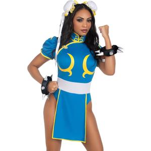 Leg Avenue Women's Street Fighter ChunLi Costume (Blue), Small / Medium