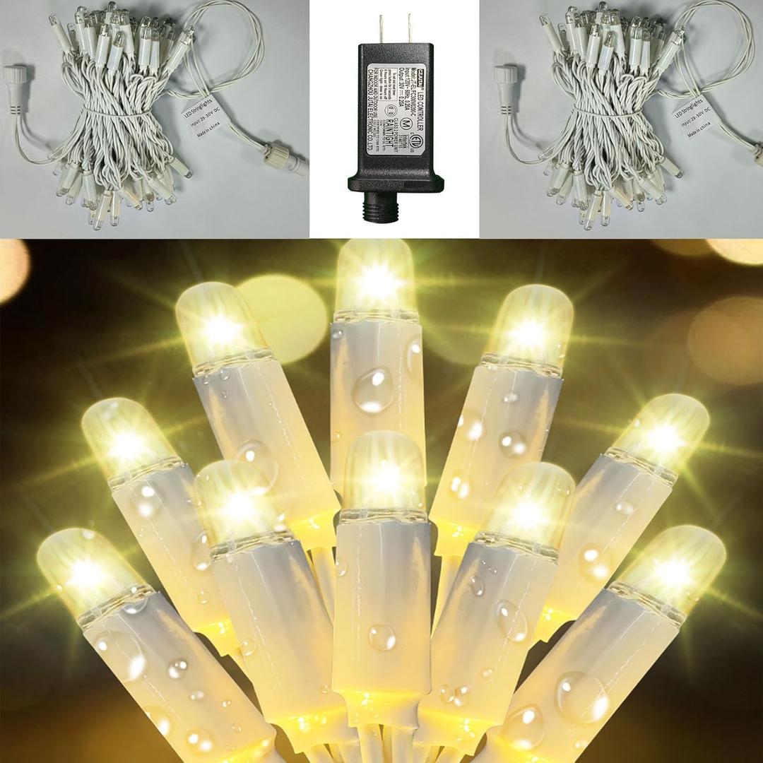 Christmas Lights 34FT Outdoor Waterproof Decoration String Lights 100 Count Warm White for Wedding Outdoor Indoor Xmas Party Christmas Tree Bushes (2, 34ft)
