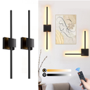 Battery Operated Wall Sconces Set of 2,  12000mAh Rotatable Picture Lights with Remote Control, Dimmable 30006500K LED Rechargeable Wall Lights for Living Room Bedroom Mirror, 28.3In
