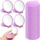 Saysurey 24 Pcs Mini Purple Compact Mirror Bulk for Women Small Round Portable Purple Mirror Makeup Folding Pocket Travel Accessories for Graduation Party Favor Coworker Nurse, 2.8 x 2.4 Inch