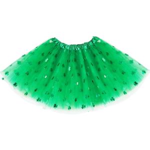 St. Patrick's Day Tutu Skirt for Women, Green Shamrock Adult Ballet Dance Tulle Dress Costume Party Dress (Green, M)