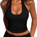 REORIA Women's Halter Backless Crop Top Sexy Going Out Double Lined Tank Tops Y2K 2026 Outfits, XL