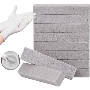 Herda 10 Pack Pumice Stone for Toilet Bowl Cleaning, Powerfully Pumice Stick for Cleaning Hard Water Rings, Calcium Buildup, Rust, Pumice Bar for Toilets, Bathtubs, Grills, Swimming Pools, Sinks (10Pack with Glove)