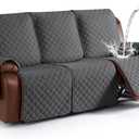KinCam Waterproof Recliner Sofa Cover, Non-Slip Reclining Couch Covers for 3 Seat, Recliner Couch Cover Furniture Protector with Elastic Straps for Pets, Kids, Charcoal Gray