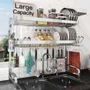 Over The Sink Dish Drying Rack, Extra Large Capacity Dish Drainer, 3 Tier, 25.5"-35.5" W x 11.9" L x 31.5" H