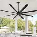 YYEHON 96 Inch Large Industrial Ceiling Fan no Lights, Reversible DC Motor, 3 Downrods, 6 Speed Remote Control, 8 Aluminum Blades, Outdoor Black Fans for Shop/Gym/Warehouse/Garage