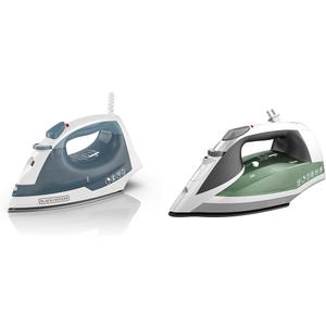 BLACK+DECKER Easy Steam Compact Iron, IR40V, Nonstick Plate, SmartSteam, Anti-Drip, Auto Shutoff & Vitessa Advanced Steam Iron, ICR2020, Even Steam Nonstick Soleplate, Auto Shutoff