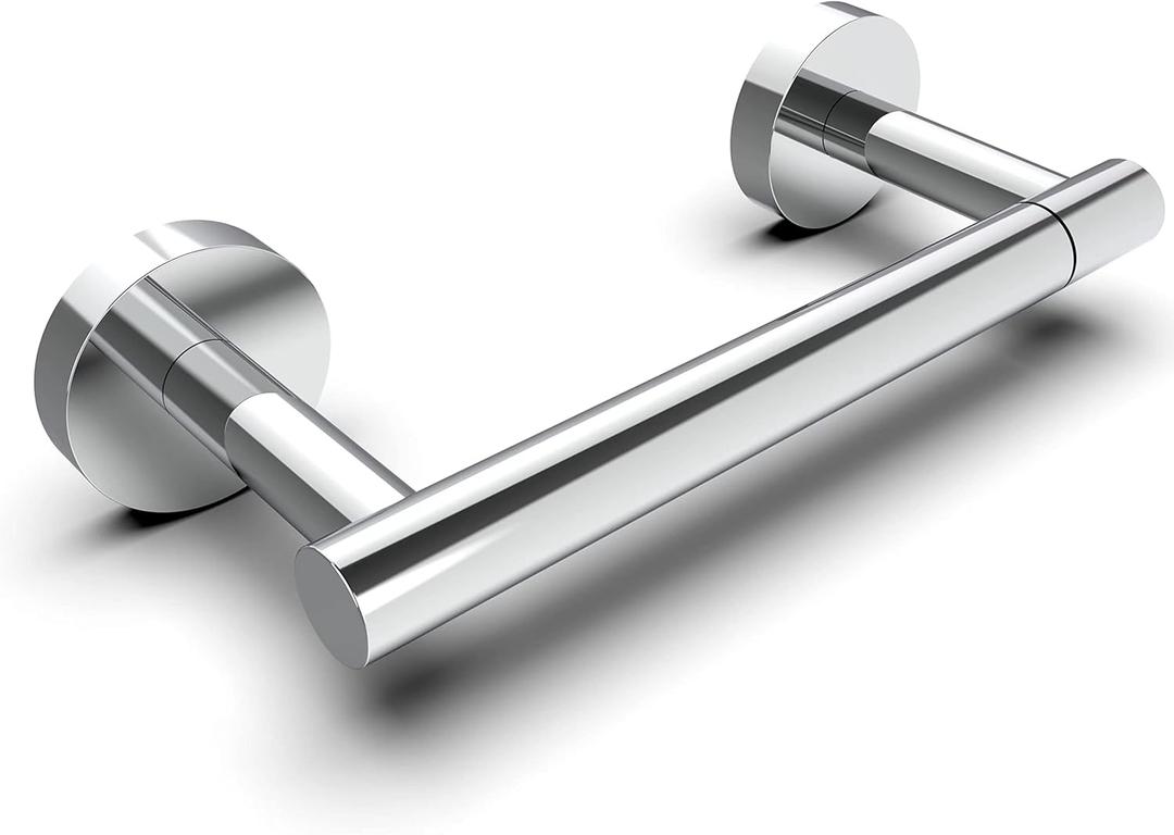Polished Finish Toilet Paper Holder SUS304 Stainless Steel Double Post Pivoting Toilet Paper Roll Holder Wall Mounted Toilet Tissue Holder for Commercial Bathroom RV (Classic, Chrome)