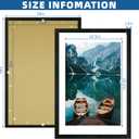2 x Hongkee 24x36 Poster Frame Set of 2, Rustic Black Wood Style - Display 24 x 36 Poster without Mat or 20x30 Picture with Mat, Wall Mounting Horizontal and Vertical