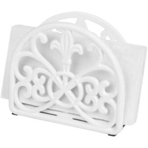 Home Basics Cast Iron Paper Napkin Holder/Freestanding Tissue Dispenser For Kitchen Countertops, Dining Table, Picnic Table, Indoor & Outdoor Use, Durable Storage and Organization Option (White) (5.62" x 2.18" x 4.6")