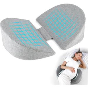 Pregnancy Pillows for Sleeping, Upgraded Memory Foam Maternity Pillow for Pregnant Women, Pregnancy Wedge Pillow with Cooling Removable, Washable Cover, Support for Belly(Light Grey)