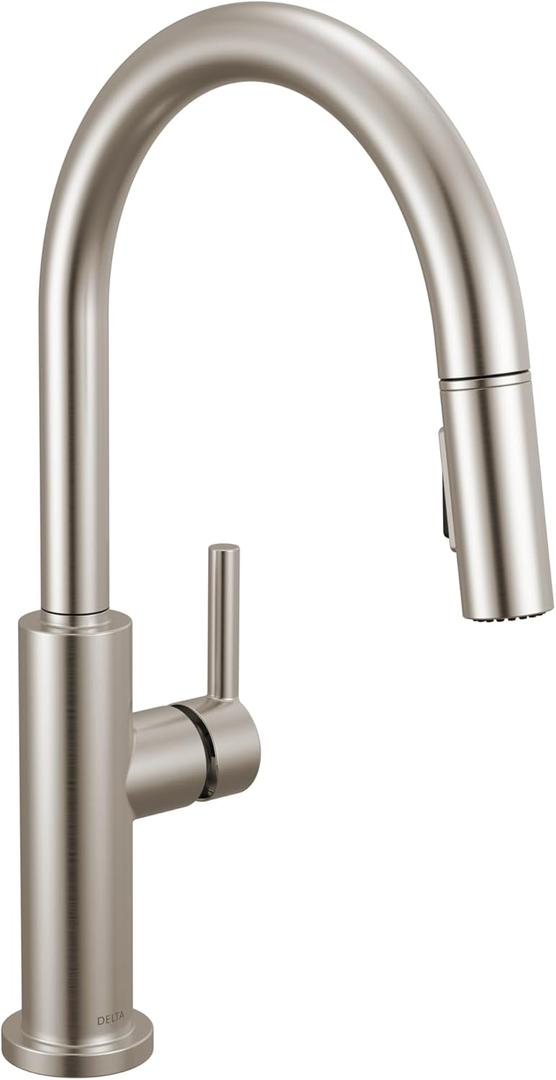 Delta Faucet Nicoli Kitchen Faucet with Pull Down Sprayer, Modern Brushed Nickel, Single Hole, Stainless Steel 19867LF-SS
