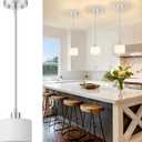 Brushed Nickel Pendant Lights Kitchen Island, 1-Light Modern Milk Glass Hanging Light Fixtures with Rods, Mini Kitchen Pendant Lighting Over Island for Sink Bathroom, OS-YQ8153-1PBN