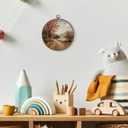 TLESKE Fall Forest Path Landscape Round Wall Art Decor Framed 10x10, Autumn Lake Canvas Wall Art Prints Artwork, Rustic Farmhouse Wall Hanging Room Door Decor Decorations for Bedroom Living Room