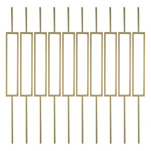 44" Brass Gold Wrought Iron Rectangle Balusters for Staircase Interior, 1/2" Square Hollow Iron Spindles, Decorative Stair Railing, Pack of 10
