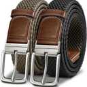 KEMISANT Braided Belt Reversible,Elastic Stretch Belt for Gift Men Golf Casual 1 3/8",2 In 1 Belt (36"-40"Waist Adjustable)