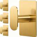 pickpiff Adhesive Towel Hooks for Bathroom: 20LB Extra Strong Wall Hanger for Shower Kitchen RV Dorm Apartment, Gold 4 Pack (Glod)