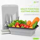Camping Cutting Board Set - 7-in-1 Portable Foldable Chopping Board with Knife, Vegetable Washing Basket, Kitchen Essentials for Camping, RV, Picnic, Travel & Outdoor Cooking (Gray)
