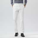 Plaid&Plain Men's Slim Fit Dress Pants Stretch Khaki Pants Wrinkle Free (White) 38Wx28L