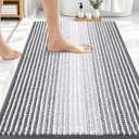 OLANLY Bathroom Rugs 30x20, Extra Soft Absorbent Chenille Striped Bath Rugs, Rubber Backing, Machine Wash Dry, Bath Mats for Bathroom Floor, Tub and Shower, Home Decor Accessories, Grey