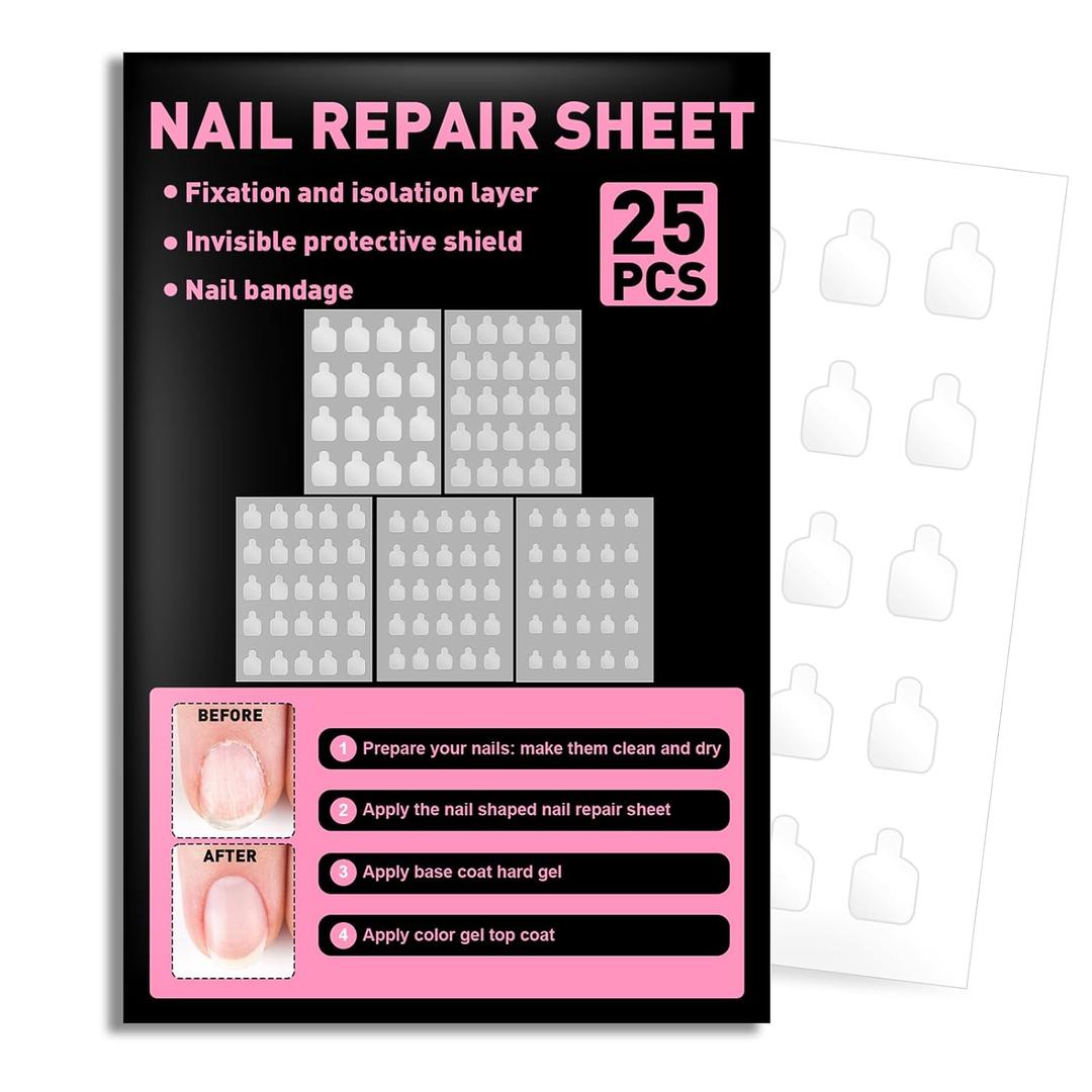 Nail Repair Patches for Damaged Nails - 580 Units Pre-cut Nail Repair for Fixation & Isolation Layer, Recovery Protective Layer for Acrylic Various Sizes, Easy to Use, Invisible & Instant