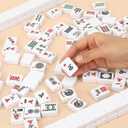 American Mahjong Tile Set,166 White Tiles Mahjong Set,4 Colors Mahjong Racks,Travel Mahjong Set with Green Carrying Bag